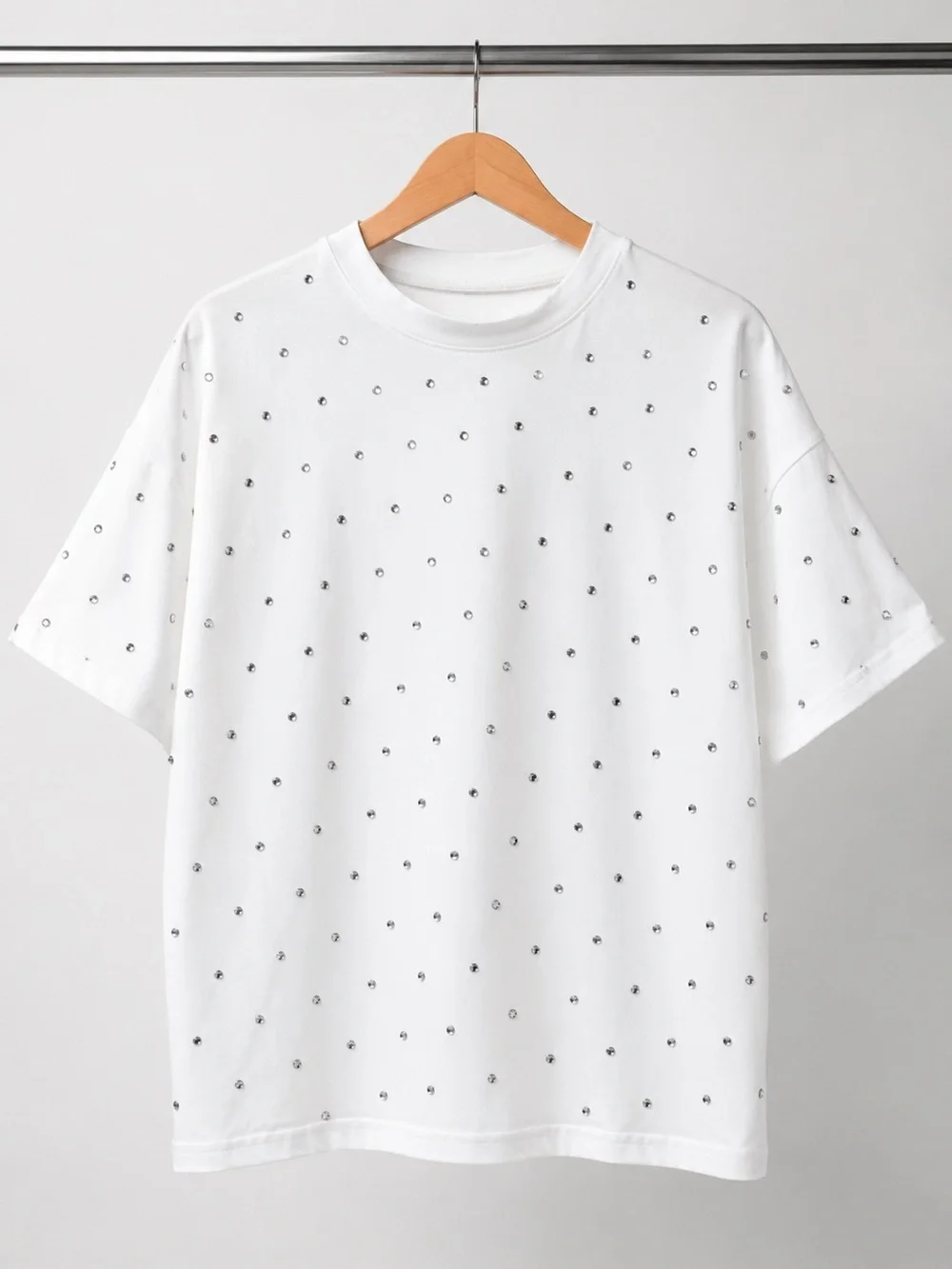 Isaac Mizrahi Rhinestone White Short-Sleeve Tee MSRP $178